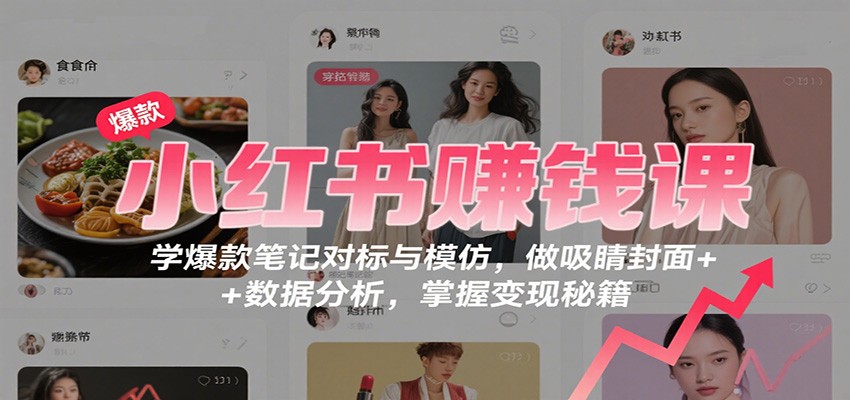 小红书赚钱课：学爆款笔记对标与模仿，做吸睛封面 + 数据分析，掌握变现秘籍-智云网