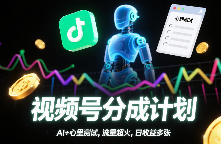视频号分成计划,AI+心里测试,流量超火,日收益多张-智云网