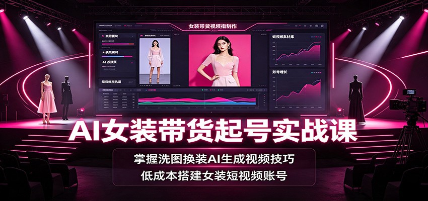 AI女装带货起号实战课：掌握洗图换装AI生成视频技巧，低成本搭建女装短视频账号-智云网