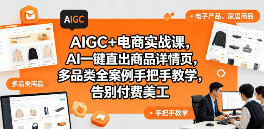 AIGC+电商实战课,AI一键直出商品详情页,多品类全案例手把手教学,告别付费美工-智云网