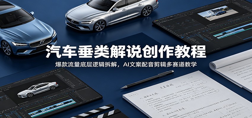 汽车垂类解说创作教程:爆款流量底层逻辑拆解,AI文案配音剪辑多赛道教学-智云网