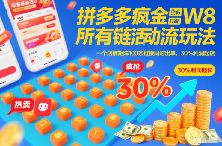 拼多多疯狂活动流玩法,所有链接全部打标,一个店铺矩阵100条链接同时出单,30%利润起店-智云网