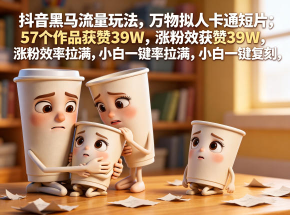 抖音黑马流量玩法,万物拟人卡通短片,57个作品获赞39W,涨粉效率拉满,小白一键复刻,保姆级拆解-智云网
