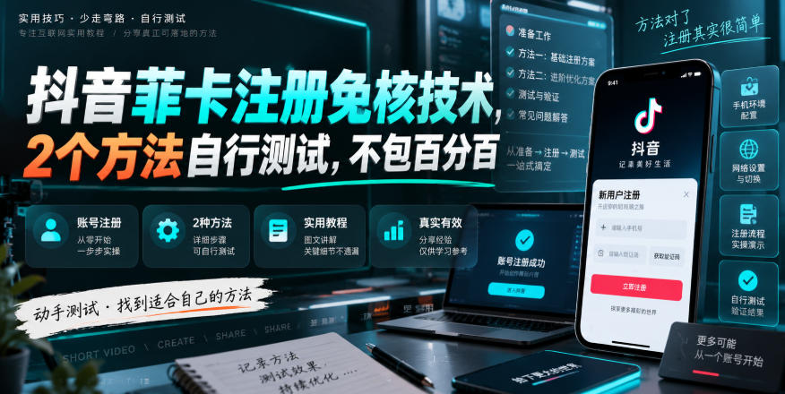 抖音菲卡注册免核技术,2个方法自行测试,不包百分百-智云网