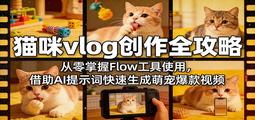 猫咪vlog创作全攻略:从零掌握Flow工具使用,借助AI提示词快速生成萌宠爆款视频-智云网