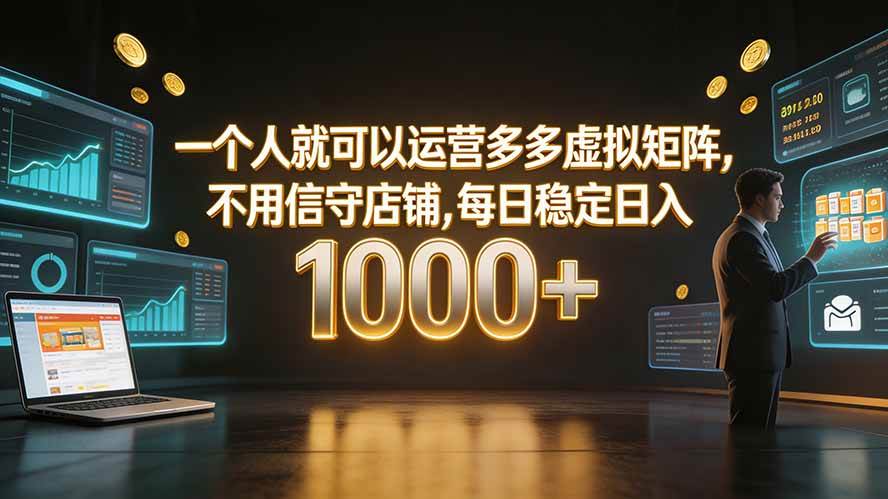 （19622期）一个人就可以运营多多虚拟矩阵，不用值守店铺，每日稳定日入 1000+-智云网