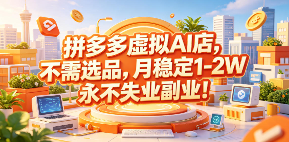 拼多多虚拟AI店,不需选品,月稳定1-2W,永不失业副业!【揭秘】-智云网