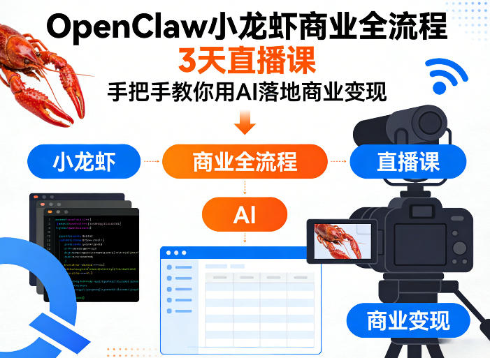 OpenClaw小龙虾商业全流程3天直播课,手把手教你用AI落地商业变现-智云网