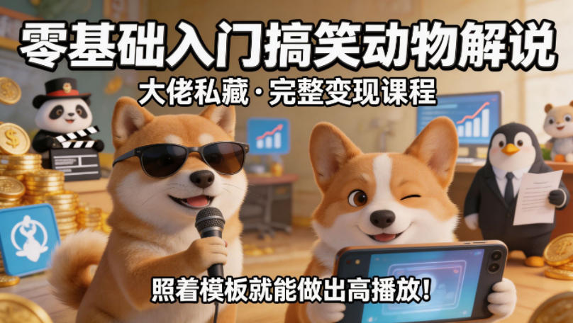 零基础入门搞笑动物解说,大佬私藏完整变现课程,照着模板就能做出高播放 零基础入门搞笑动物解说,大佬私藏完整变现课程,照着模板就能做出高播放