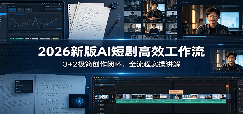 2026新版AI短剧高效工作流:3+2极简创作闭环,全流程实操讲解-智云网