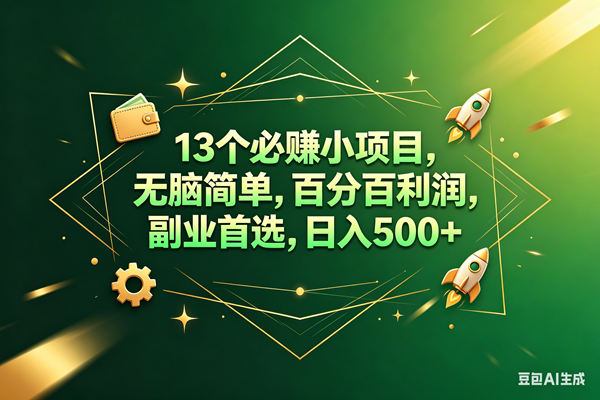 （18315期）13个必赚钱的小项目，百分百赚米，无脑简单，副业首选，日入300+-智云网