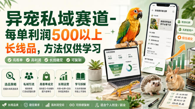 异宠私域赛道-每单利润500以上长线品,方法仅供学习-智云网