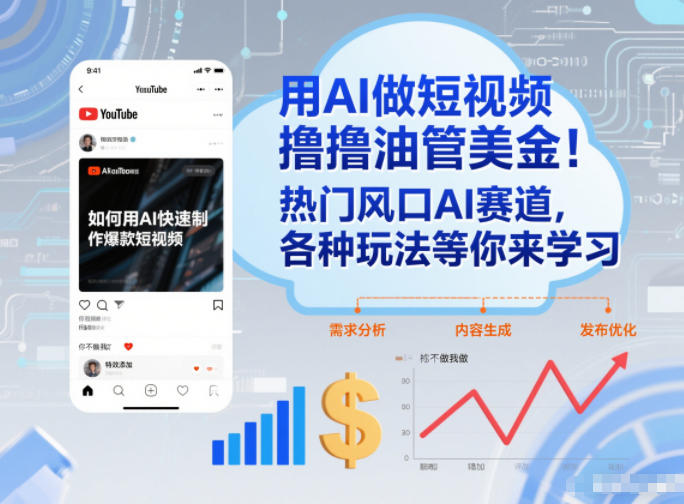 用AI做短视频撸油管美金,热门风口AI赛道,你不做我做,各种玩法等你来学习-智云网