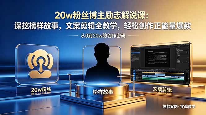 20w粉丝博主励志解说课:深挖榜样故事,文案剪辑全教学,轻松创作正能量爆款-智云网