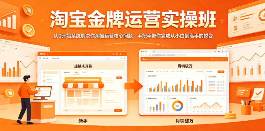 淘宝金牌运营实操班,从0开始系统解决你淘宝运营核心问题,手把手带你完成从小白到高手的蜕变-智云网