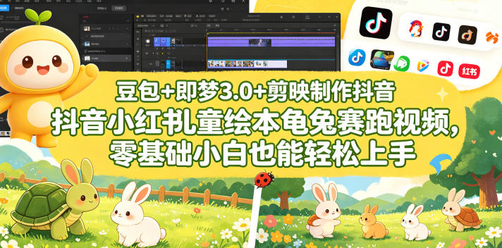 豆包+即梦3.0+剪映制作抖音小红书儿童绘本龟兔赛跑视频,零基础小白也能轻松上手-智云网