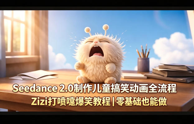 Seedance 2.0制作儿童搞笑动画全流程Zizi打喷嚏爆笑教程|零基础也能做 Seedance 2.0制作儿童搞笑动画全流程Zizi打喷嚏爆笑教程|零基础也能做