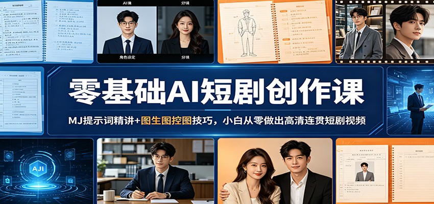 零基础AI短剧创作课：MJ提示词精讲+图生图控图技巧，小白从零做出高清连贯短剧视频-智云网