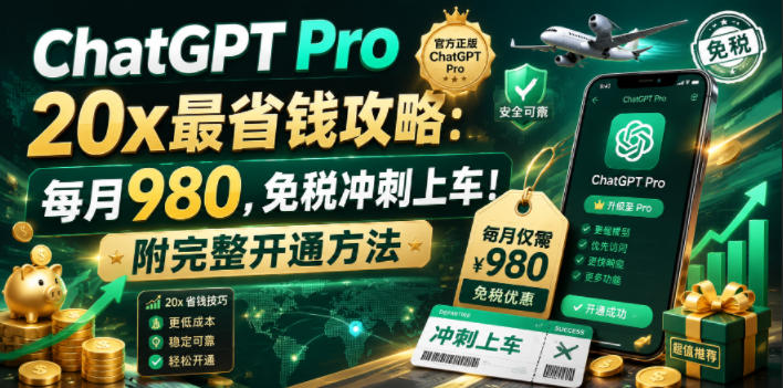 ChatGPT Pro 20x最省钱攻略:每月980,免税冲刺上车!附完整开通方法【文档】-智云网