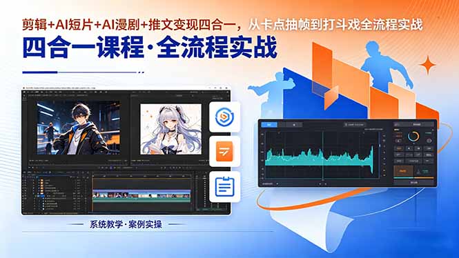 剪辑+AI短片+AI漫剧+推文变现四合一,从卡点抽帧到打斗戏全流程实战-智云网