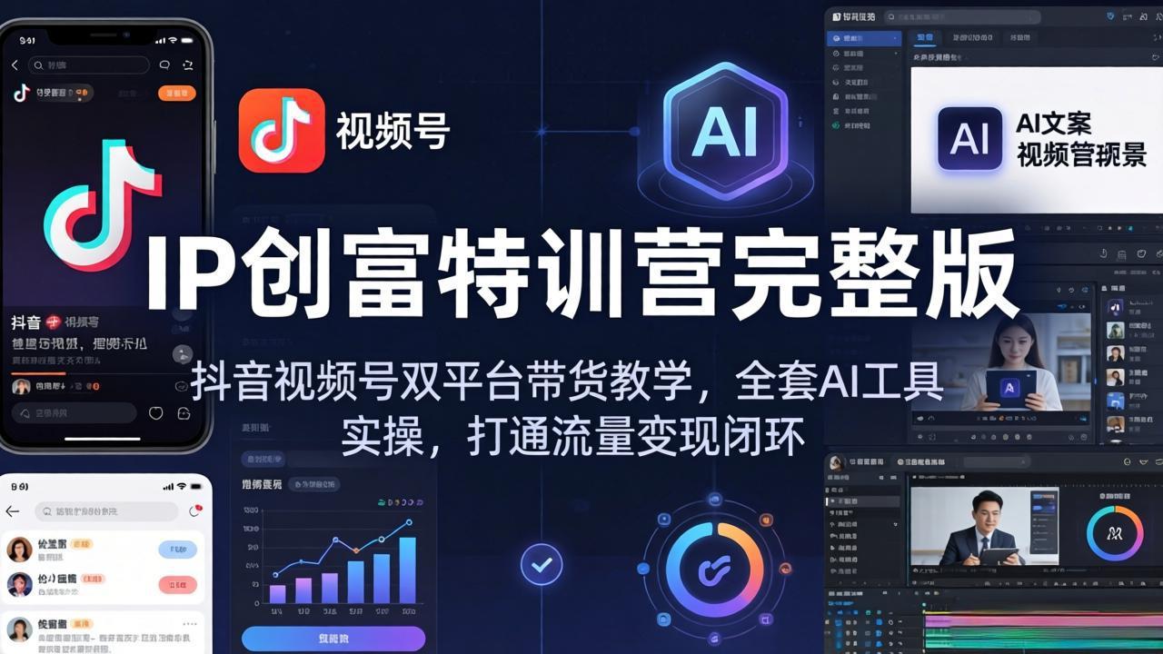IP创富特训营完整版:抖音视频号双平台带货教学,全套AI工具实操,打通流量变现闭环-智云网
