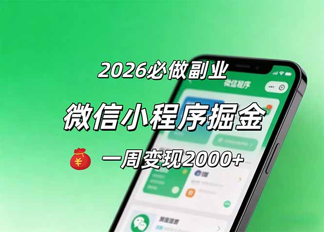2026微信小程序掘金,简单好上手,一周变现2000+-智云网