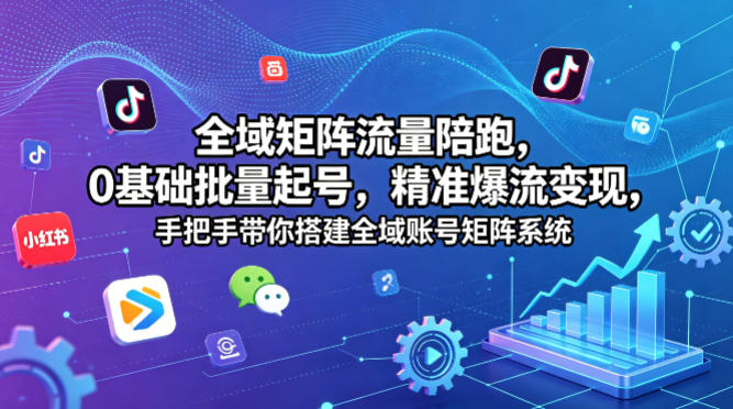 全域矩阵流量陪跑,0基础批量起号,精准爆流变现,手把手带你搭建全域账号矩阵系统 全域矩阵流量陪跑,0基础批量起号,精准爆流变现,手把手带你搭建全域账号矩阵系统