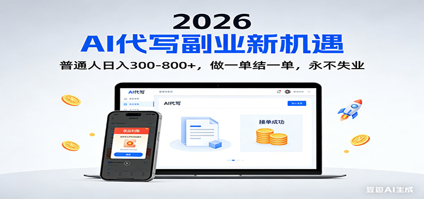 2026 副业首选!AI 代写日入 300-800,普通人0门槛,做一单结一单!-智云网