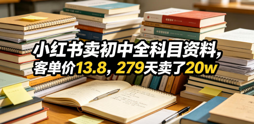 小红书卖初中全科目资料,客单价13.8,279天卖了20w-智云网