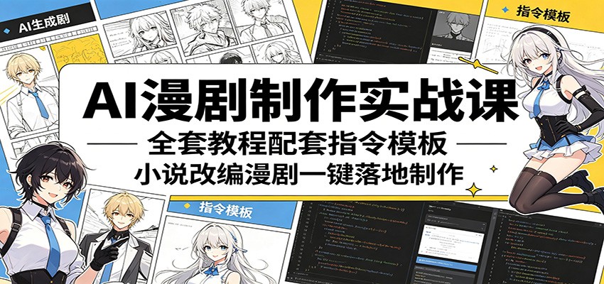 AI漫剧制作实战课：全套教程配套指令模板，小说改编漫剧一键落地制作-智云网