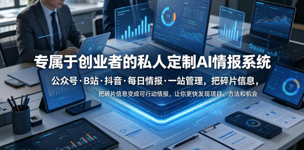 专属于创业者的私人定制AI情报系统,公众号·B站·抖音·每日情报·一站管理,把碎片信息变成可行动情报,让你更快发现项目、方法和机会-智云网