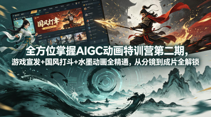 全方位掌握AIGC动画特训营第二期，游戏宣发+国风打斗+水墨动画全精通，从分镜到成片全解锁-智云网