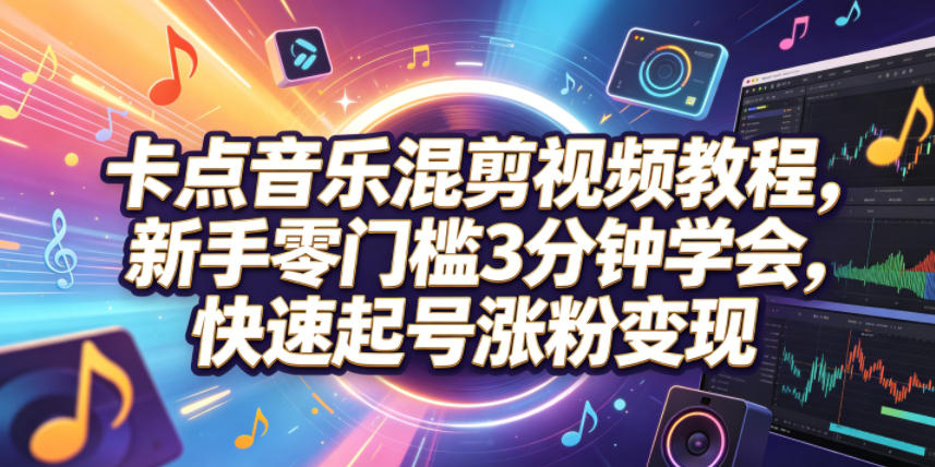 卡点音乐混剪视频教程,新手零门槛3分钟学会,快速起号涨粉变现-智云网