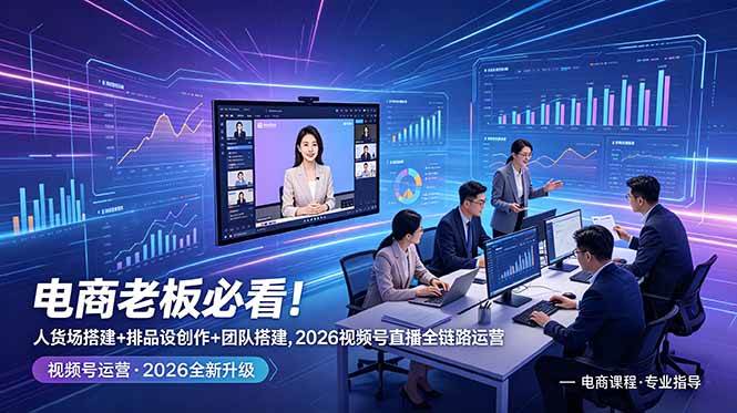 (18845期)电商老板必看!人货场搭建+排品设计+素材创作+团队搭建,2026视频号直播全链路运营-智云网