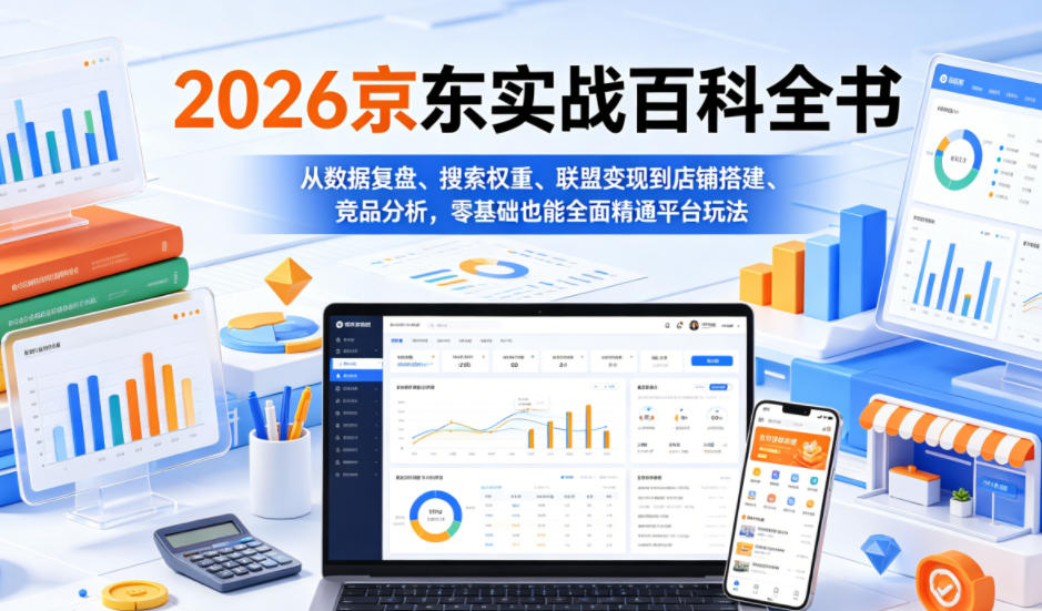 2026京东实战百科全书,从数据复盘、搜索权重、联盟变现到店铺搭建、竞品分析,零基础也能全面精通平台玩法-智云网