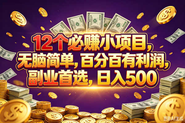 (18976期)12个必赚的小项目,百分百赚元子,无脑简单,副业首选,日入500+-智云网