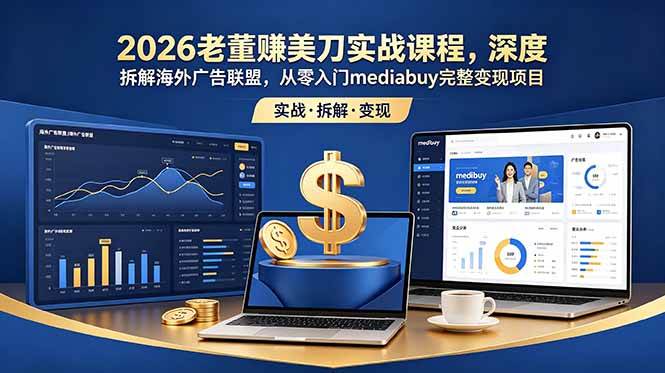 (18935期)2026老董赚美刀实战课程,深度拆解海外广告联盟,从零入门mediabuy完整变现项目-智云网