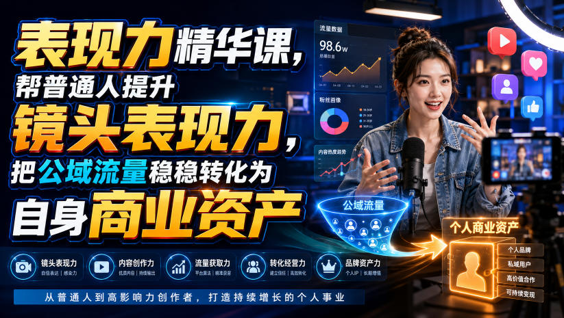 表现力精华课,帮普通人提升镜头表现力,把公域流量稳稳转化为自身商业资产-智云网