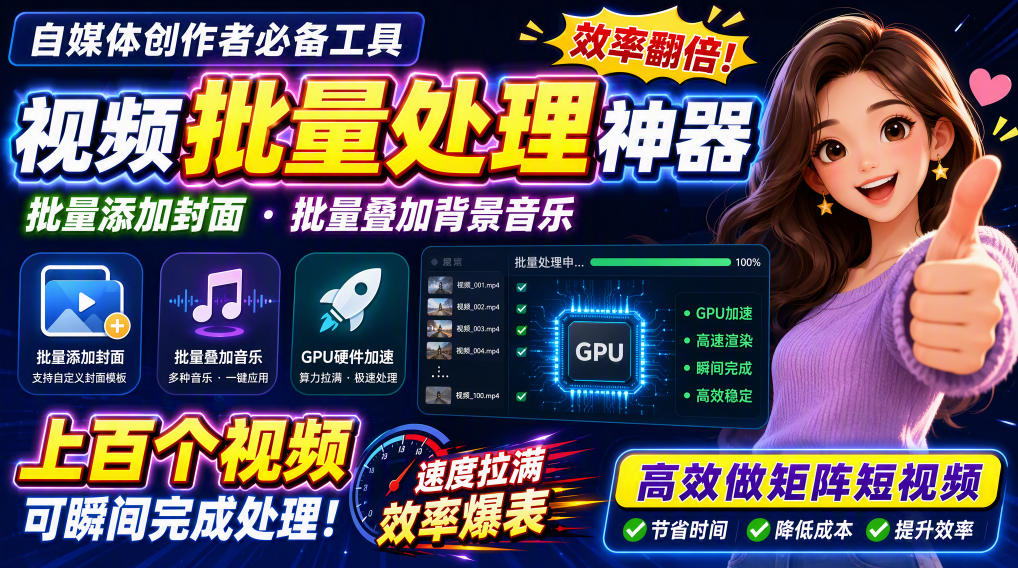 视频批量加封面，把封面添加到视频第一帧，不用剪辑软件批量添加-智云网