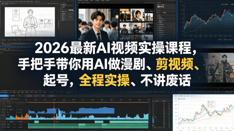 2026最新AI视频实操课程,手把手带你用AI做漫剧、剪视频、起号,全程实操、不讲废话 2026最新AI视频实操课程,手把手带你用AI做漫剧、剪视频、起号,全程实操、不讲废话