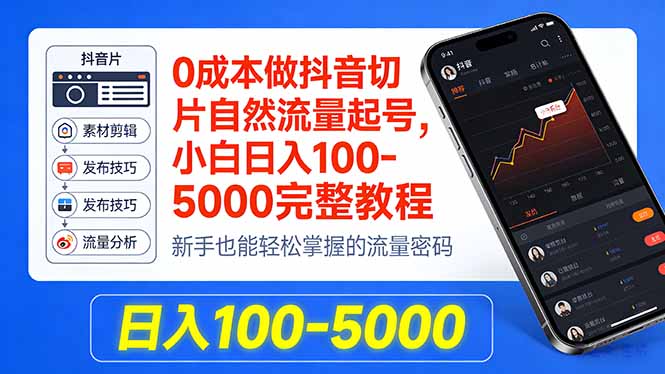 0成本做抖音切片自然流量起号,小白日入100-5000完整教程-智云网