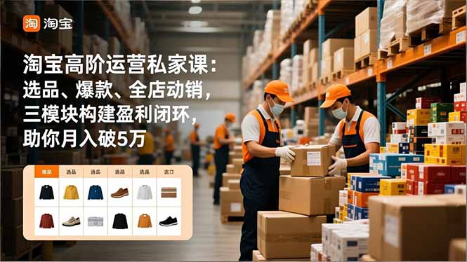 淘宝高阶运营私家课:选品、爆款、全店动销,三模块构建盈利闭环,助你月入破5万-智云网