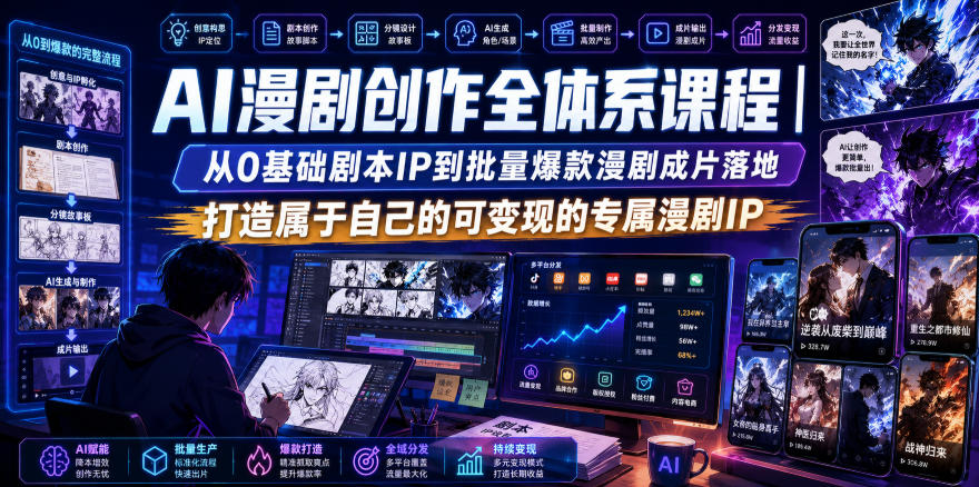 AI漫剧创作全体系课程｜从0基础剧本IP到批量爆款漫剧成片落地，打造属于自己的可变现的专属漫剧IP-智云网