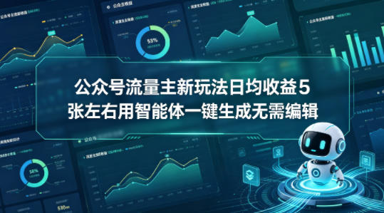 公众号流量主新玩法日均收益5张左右用智能体一键生成无需编辑-智云网