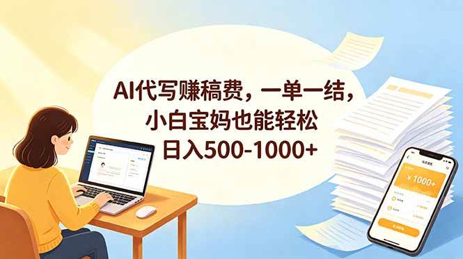 (18772期)AI代写赚稿费,一单一结,小白宝妈也能轻松日入500-1000+ (18772期)AI代写赚稿费,一单一结,小白宝妈也能轻松日入500-1000+