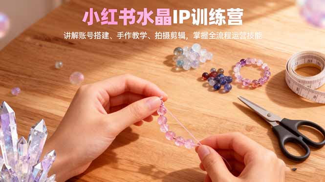 小红书水晶IP训练营,讲解账号搭建、手作教学、拍摄剪辑,全流程运营技能-智云网