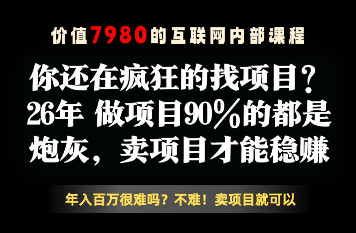 26年请不要疯狂的找项目了,卖项目远比你想象的暴利,你也可以月入10W+【揭秘】-智云网