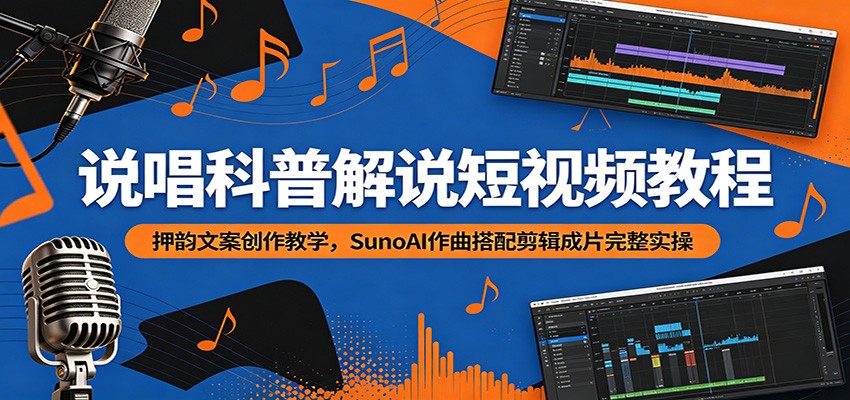 说唱科普解说短视频教程：押韵文案创作教学，SunoAI作曲搭配剪辑成片完整实操-智云网