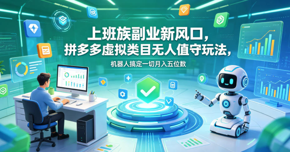 上班族副业新风口,拼多多虚拟类目无人值守玩法,机器人搞定一切月入五位数【揭秘】 上班族副业新风口,拼多多虚拟类目无人值守玩法,机器人搞定一切月入五位数【揭秘】