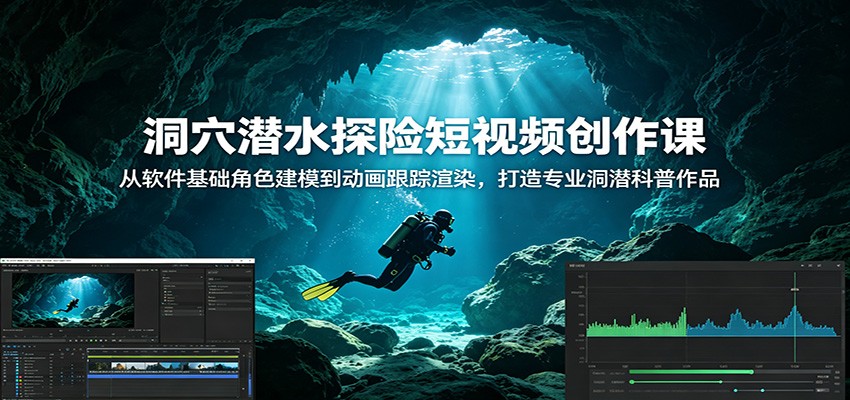 洞穴潜水探险短视频创作课:从软件基础角色建模到动画跟踪渲染,打造专业洞潜科普作品-智云网